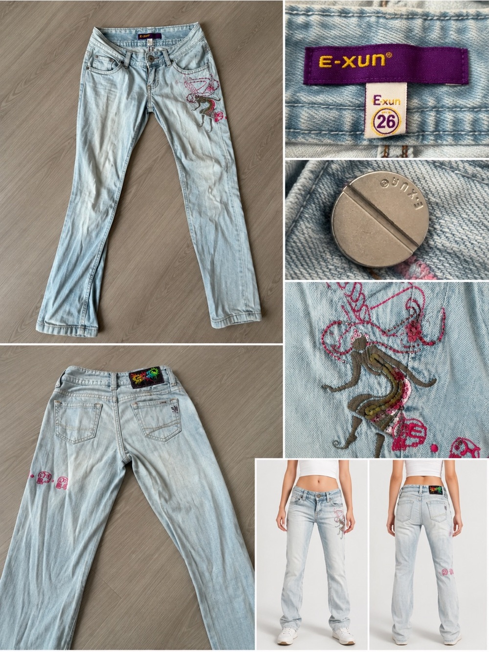 Rare Y2K Light Wash Embroidered Women’s Jeans - Size 26
